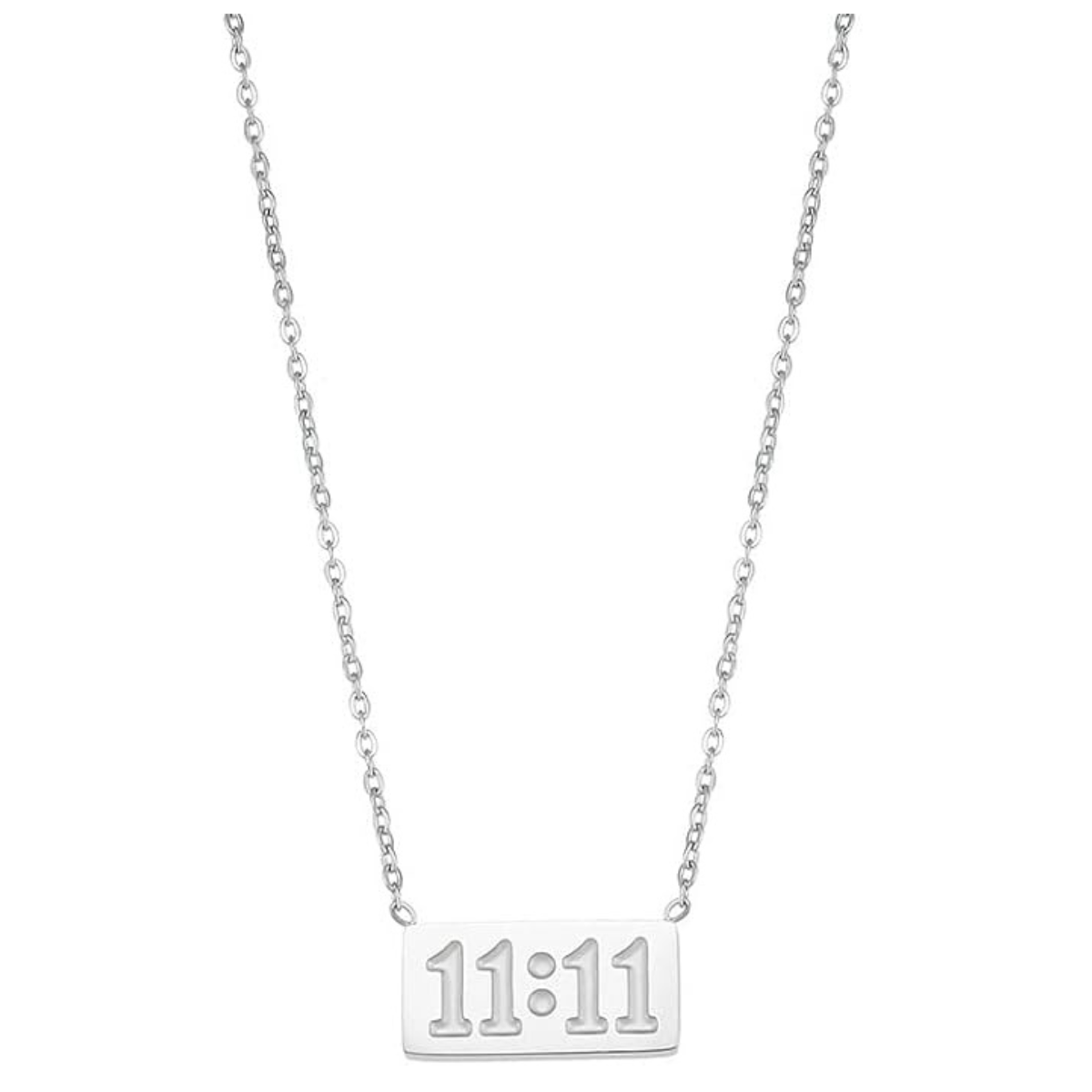 11:11 Silver Angel Pendant Number Bar Necklace