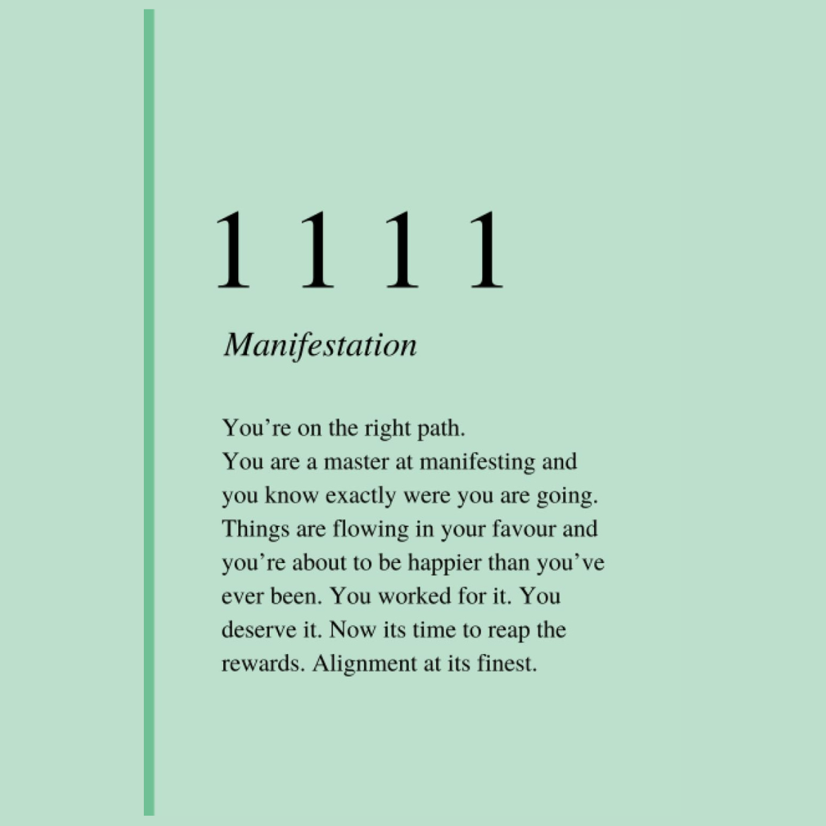 1111 Inspirational Angel Number Blank Lined Green Journal
