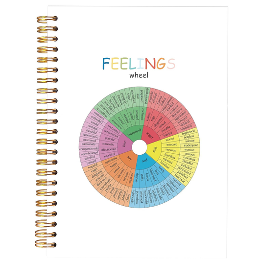 Feelings Wheel Mental Health Spiral Notebook Journal