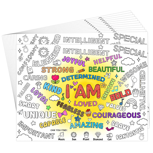 Positive Affirmation Disposable Coloring Placemats