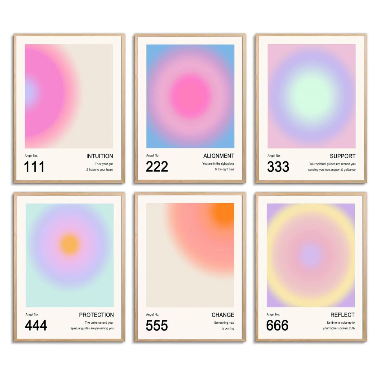 Aura Angel Numbers Poster Set of 6