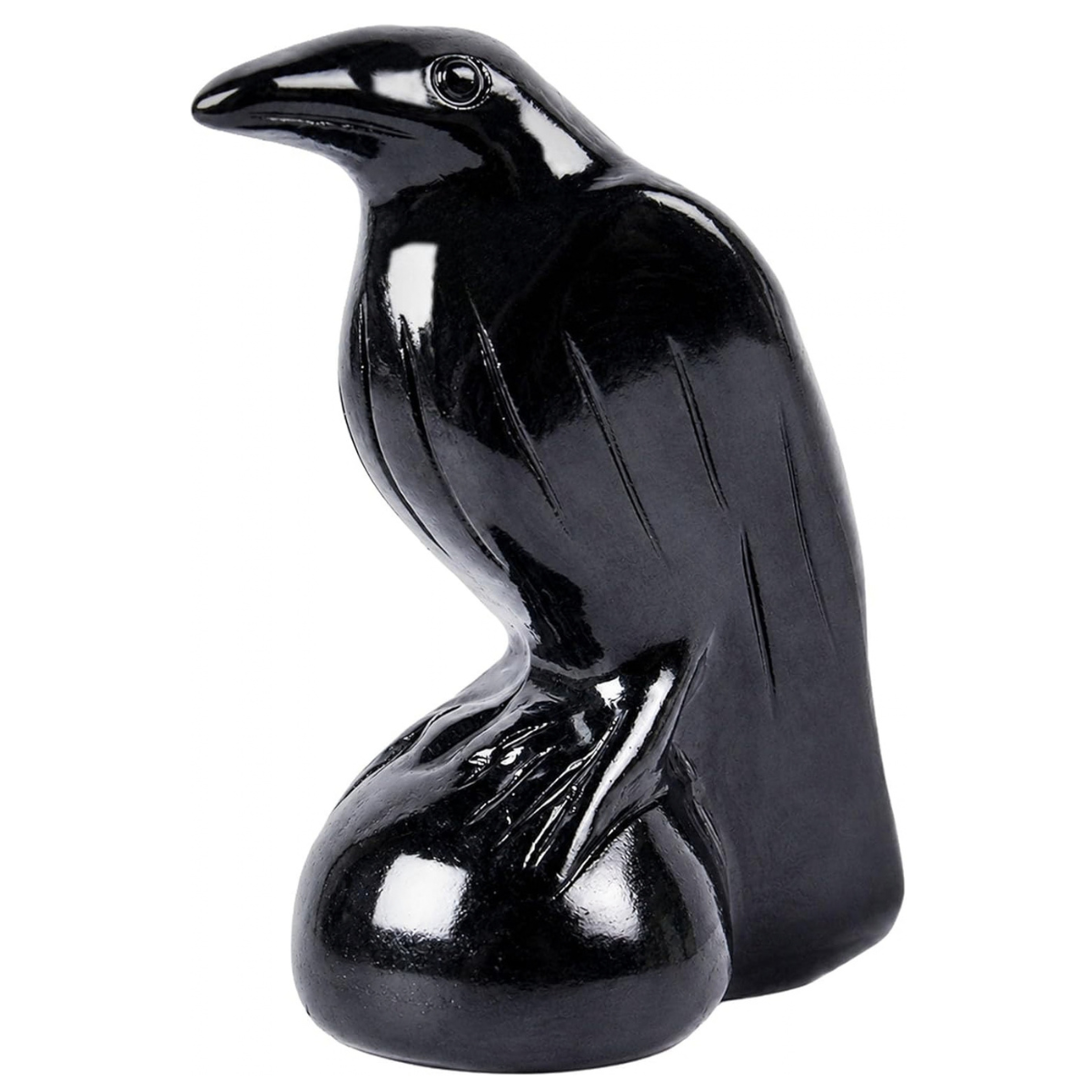 Black Obsidian Crow Statue