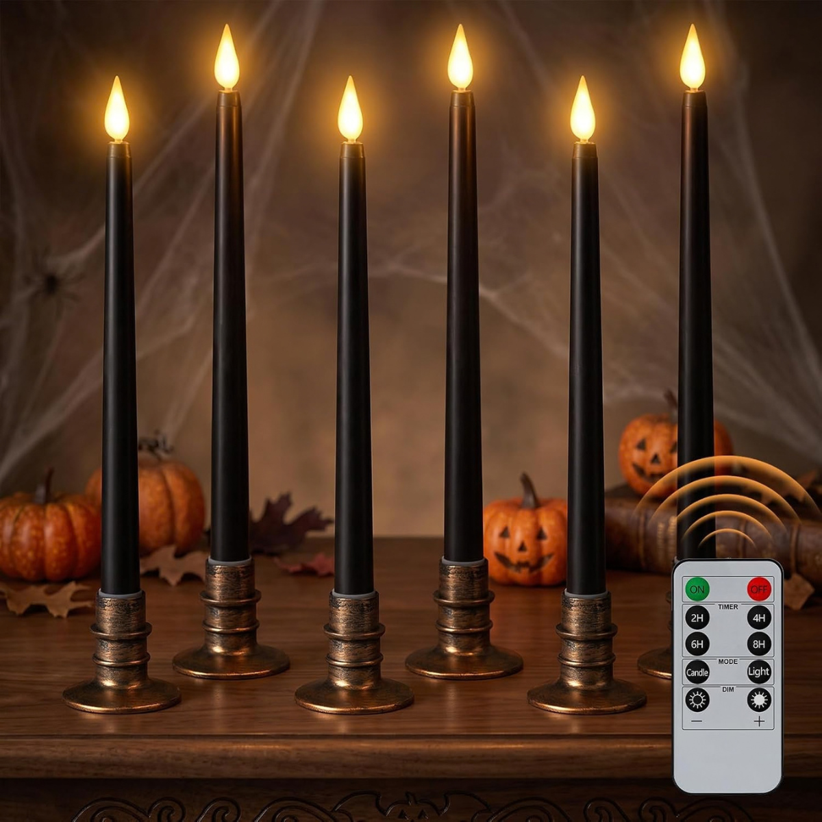 Black Flameless Candles Set of 6