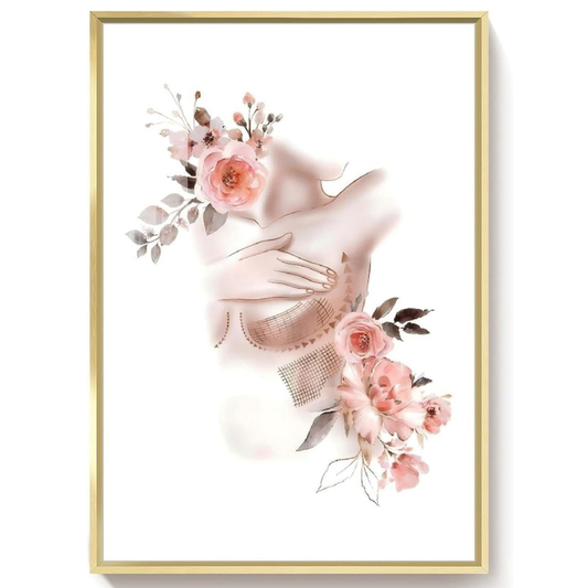 Floral Breast Anatomy Art Poster