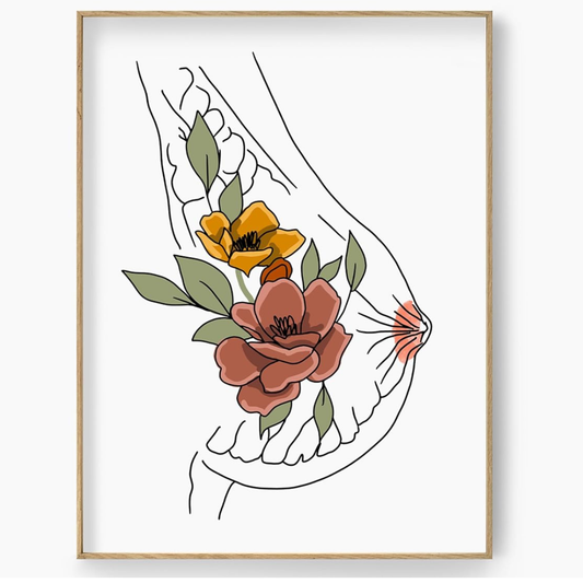 Floral Breast Anatomy Print