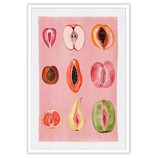 Sliced Feminine Fruit Print Vintage Poster