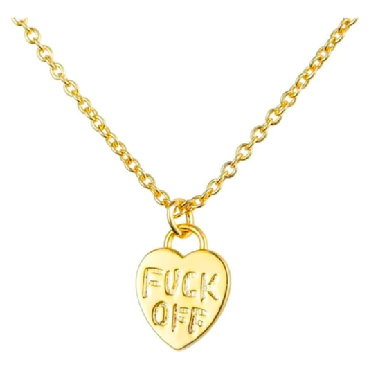 Bold 'F ck Off' Heart Pendant Necklace