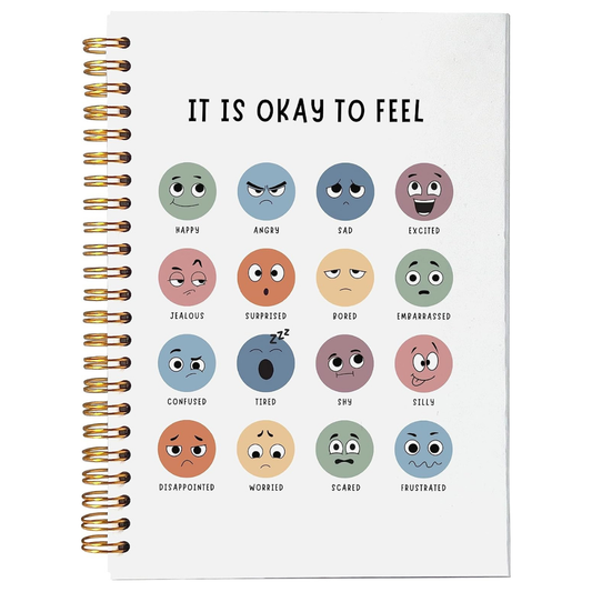 It is Okay to Feel Feelings and Emotions Chart Lined Spiral Journal Notebook