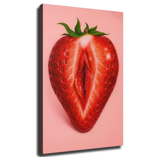 Sliced Strawberry Feminine Fruit Poster