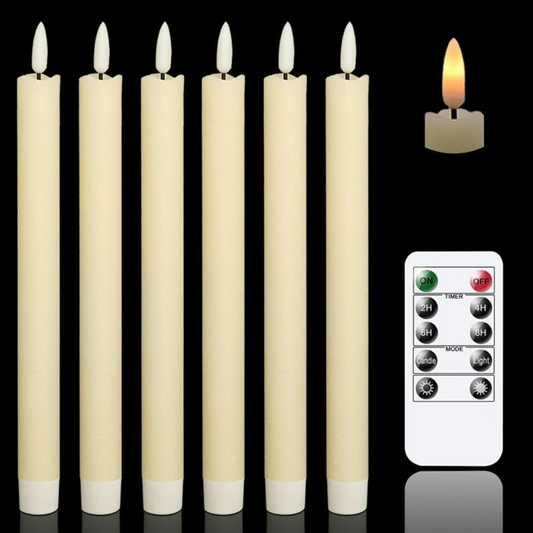 Flameless Taper Candles Set of 6