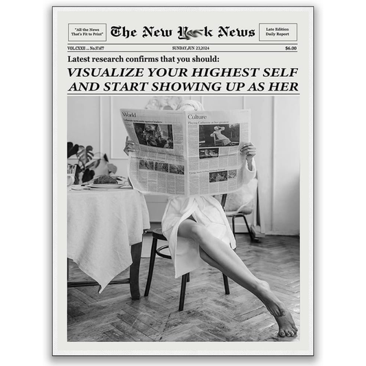 Highest Self Newspaper Poster: Visualize Your Higher Self & Start Showing Up As Her